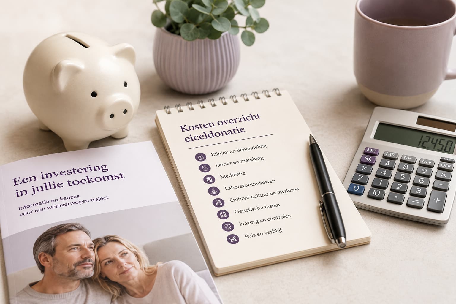 Kostenoverzicht voor eiceldonatie met calculator en checklist